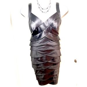 Black tiered evening cocktail dress